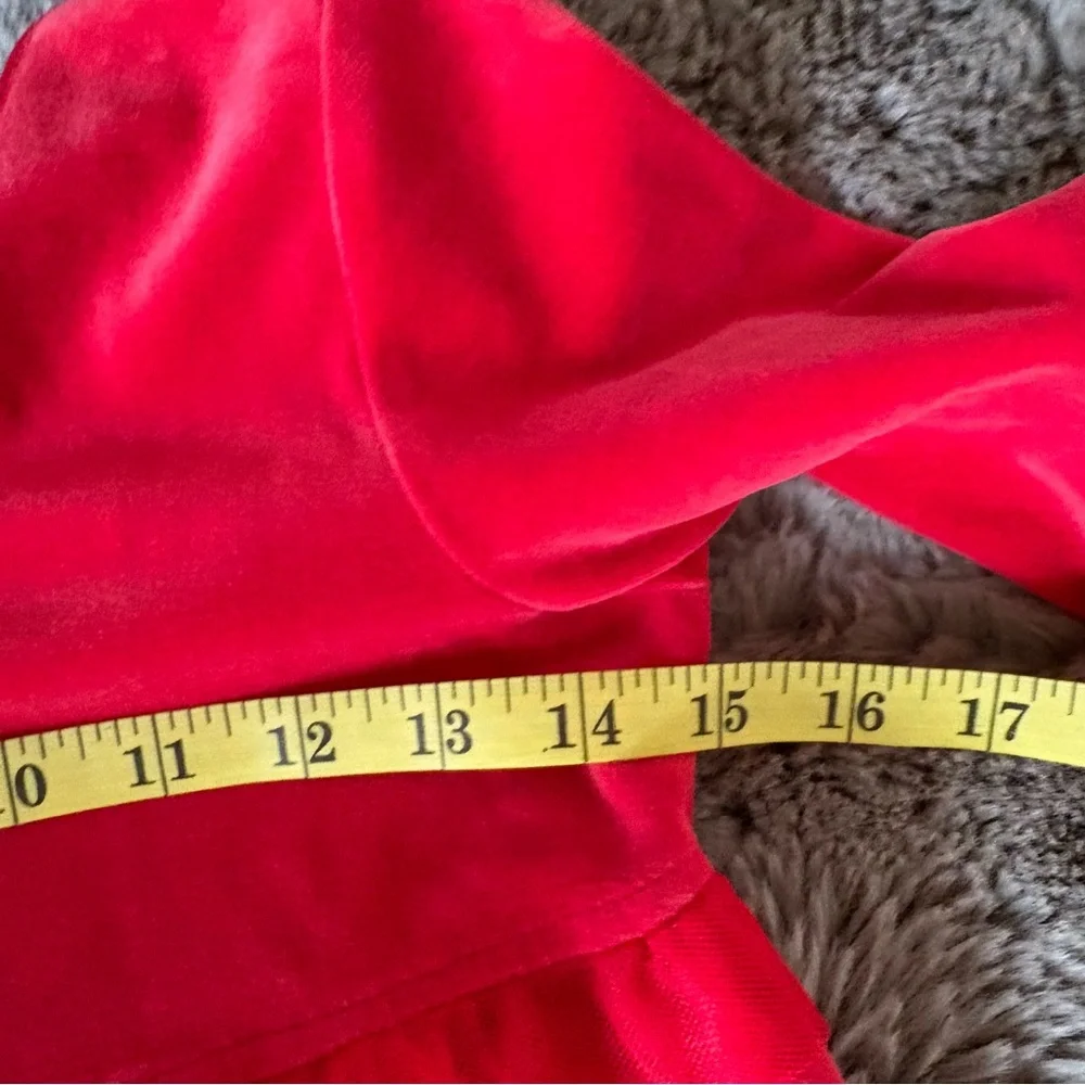 Hanna Andersson Velour Dress 130 8 Red Bell Sleeve Flutter Holiday Tulle Festive